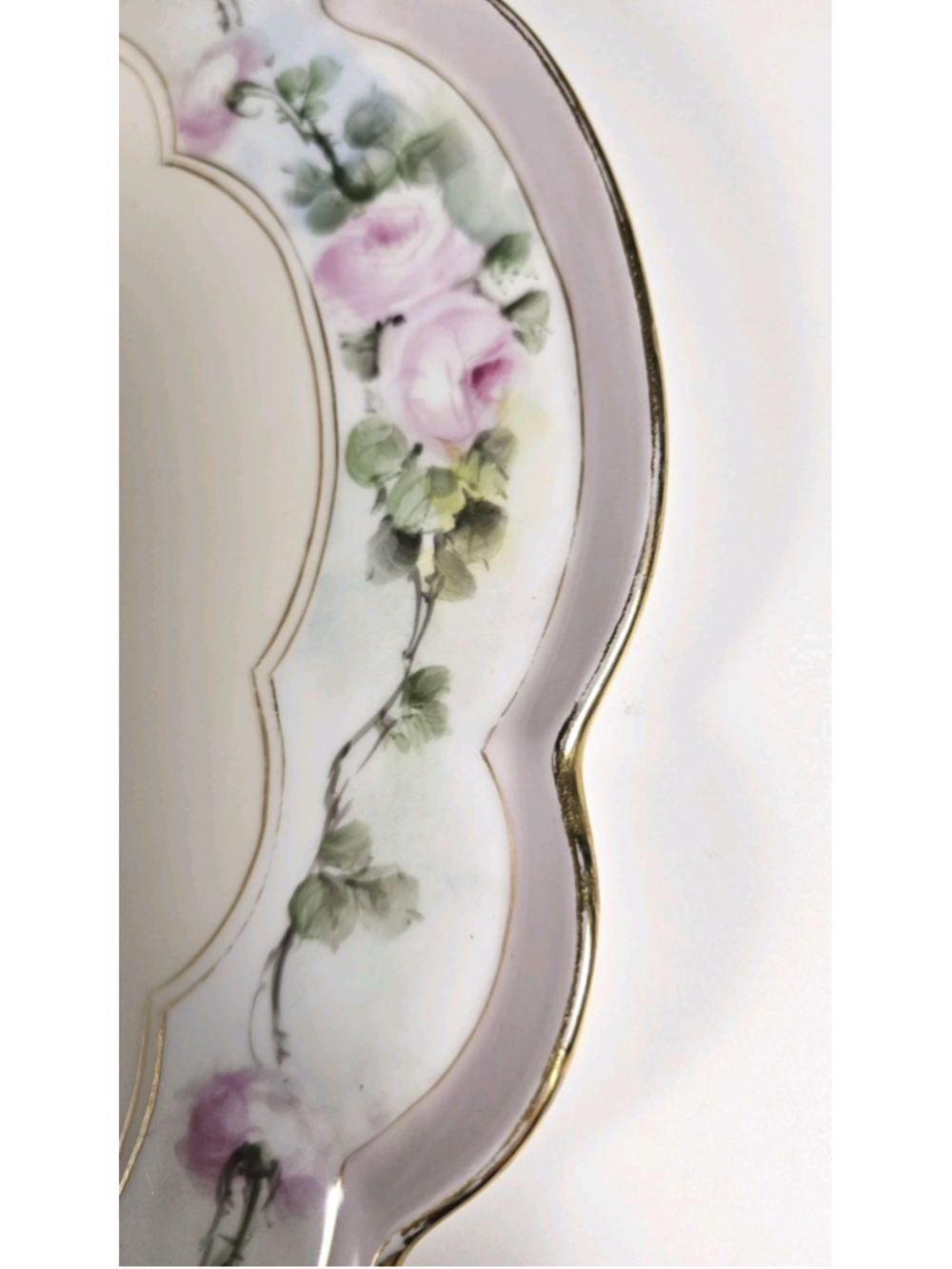 Antique GDA Limoges France Vanity Tray Hand Painted Pink Roses Gold Trim 1900 - Picture 15 of 15